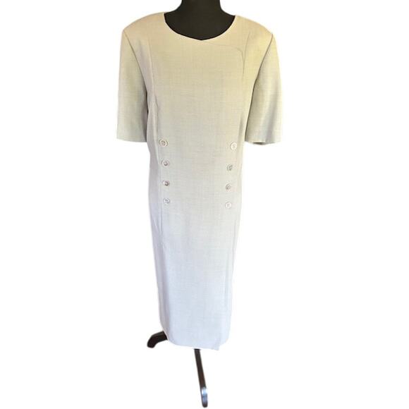 Givenchy Selection de Givenchy Wool Blend Sheath Dress 16W Beige Vintage - Picture 2 of 7